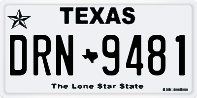 TX license plate DRN9481