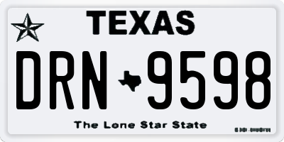 TX license plate DRN9598