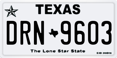 TX license plate DRN9603