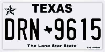 TX license plate DRN9615