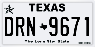 TX license plate DRN9671