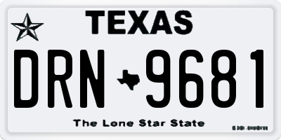 TX license plate DRN9681