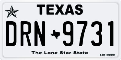 TX license plate DRN9731