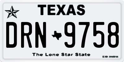 TX license plate DRN9758