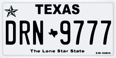 TX license plate DRN9777