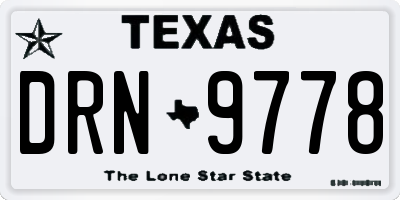 TX license plate DRN9778