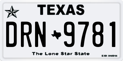 TX license plate DRN9781