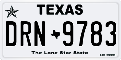 TX license plate DRN9783
