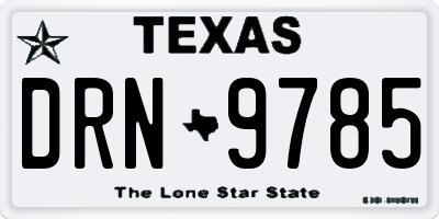 TX license plate DRN9785