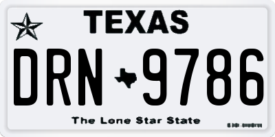 TX license plate DRN9786