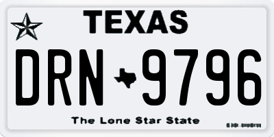 TX license plate DRN9796