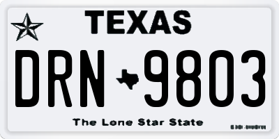 TX license plate DRN9803