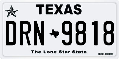 TX license plate DRN9818