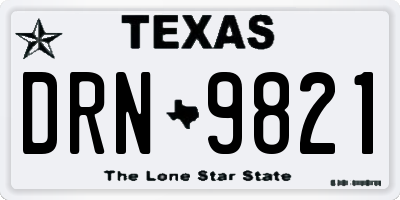 TX license plate DRN9821