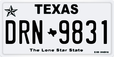 TX license plate DRN9831