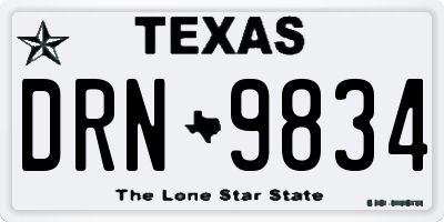 TX license plate DRN9834