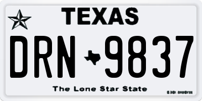 TX license plate DRN9837
