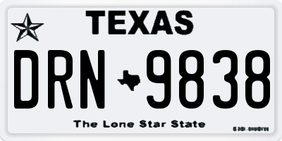 TX license plate DRN9838