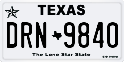 TX license plate DRN9840