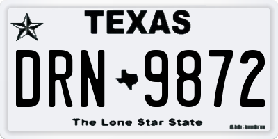 TX license plate DRN9872