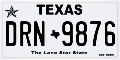 TX license plate DRN9876