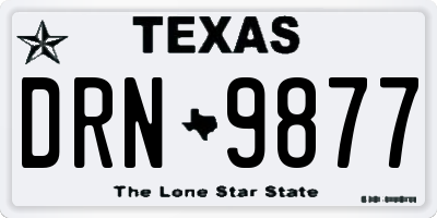TX license plate DRN9877