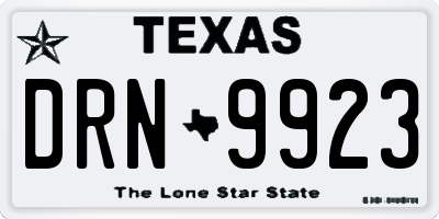 TX license plate DRN9923