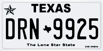 TX license plate DRN9925