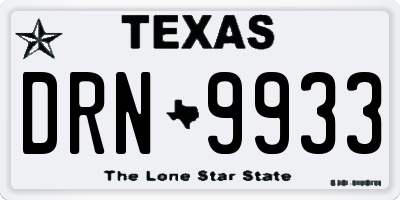 TX license plate DRN9933
