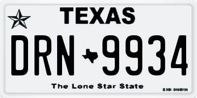 TX license plate DRN9934