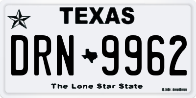 TX license plate DRN9962