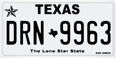 TX license plate DRN9963