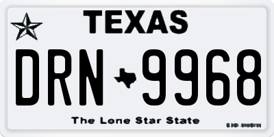 TX license plate DRN9968