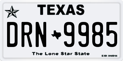 TX license plate DRN9985
