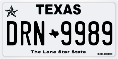 TX license plate DRN9989