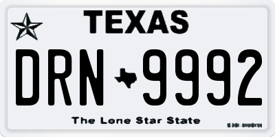 TX license plate DRN9992