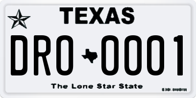 TX license plate DRO0001