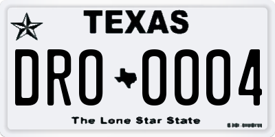 TX license plate DRO0004