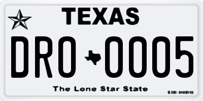TX license plate DRO0005