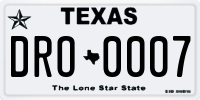TX license plate DRO0007