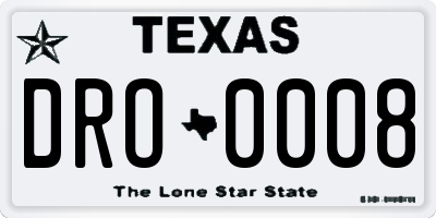 TX license plate DRO0008