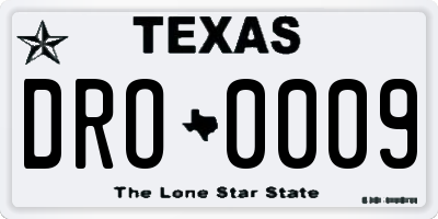 TX license plate DRO0009