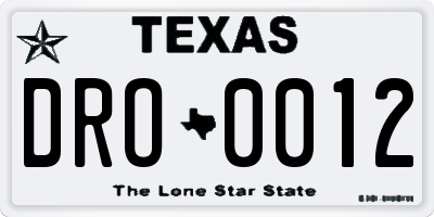 TX license plate DRO0012