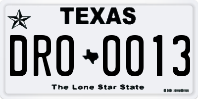 TX license plate DRO0013