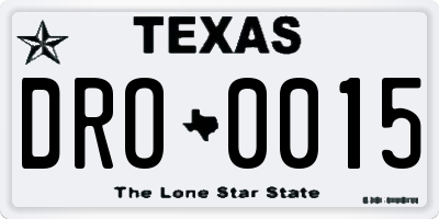 TX license plate DRO0015