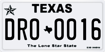 TX license plate DRO0016