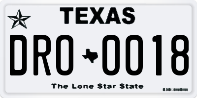 TX license plate DRO0018