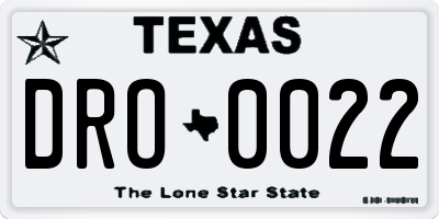 TX license plate DRO0022