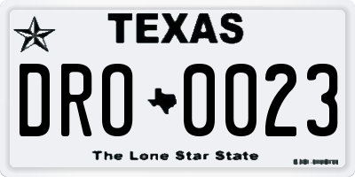 TX license plate DRO0023