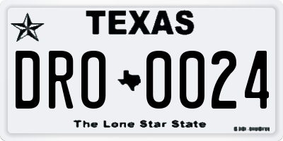 TX license plate DRO0024